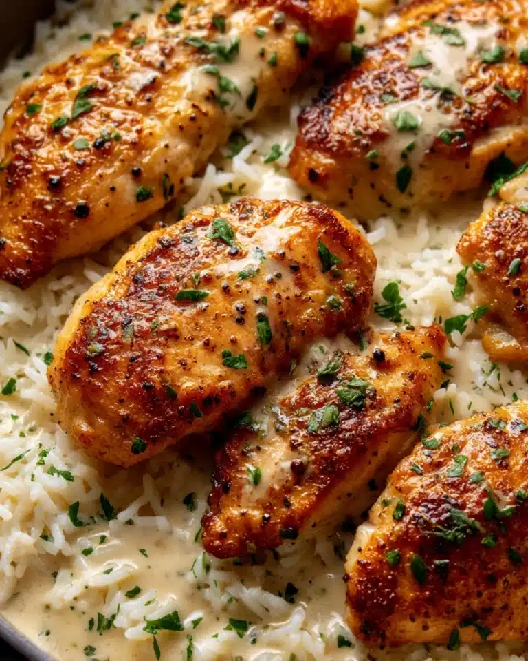 One-Pan Creamy Parmesan Chicken & Rice Recipe