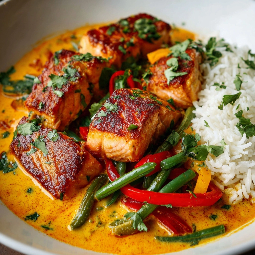 Caribbean Style Coconut Curry Salmon Recipe - Recipe Image