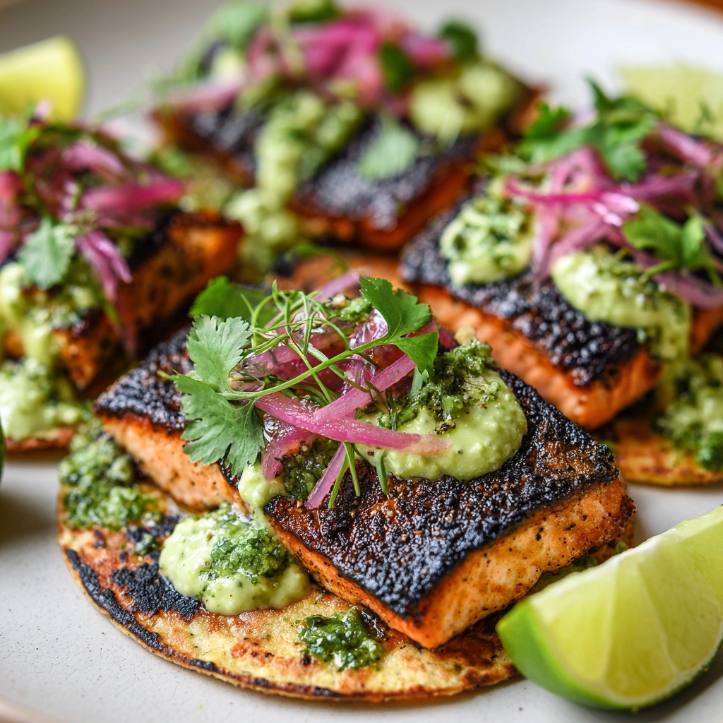 Blackened Salmon with Grilled Naan and Lime Slaw Recipe - Recipe Image