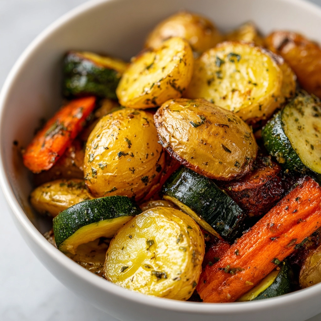 Garlic Herb Roasted Potatoes, Carrots, and Zucchini Recipe - Recipe Image