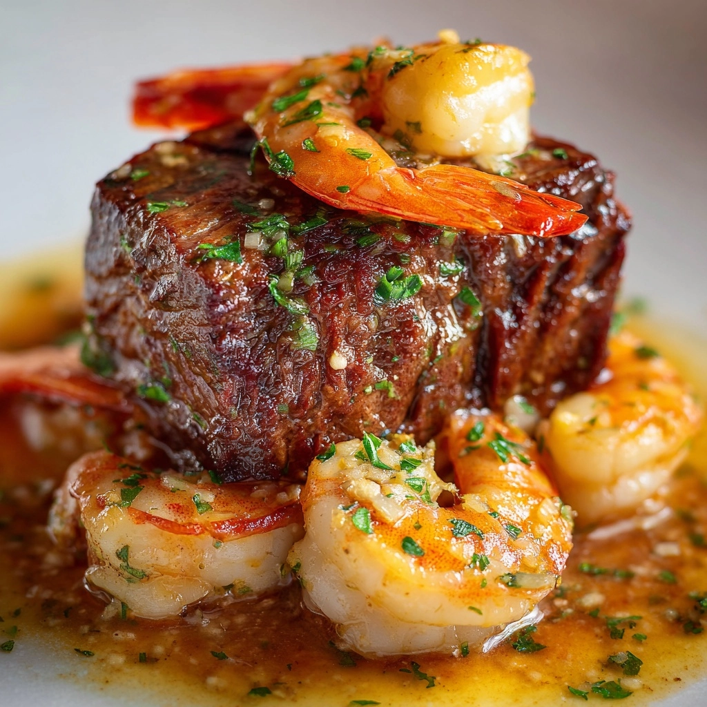 Garlic Butter Steak Bites and Shrimp Skillet Recipe