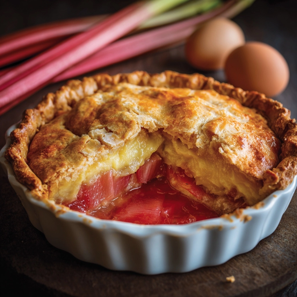 Rhubarb Custard Pie Recipe - Recipe Image