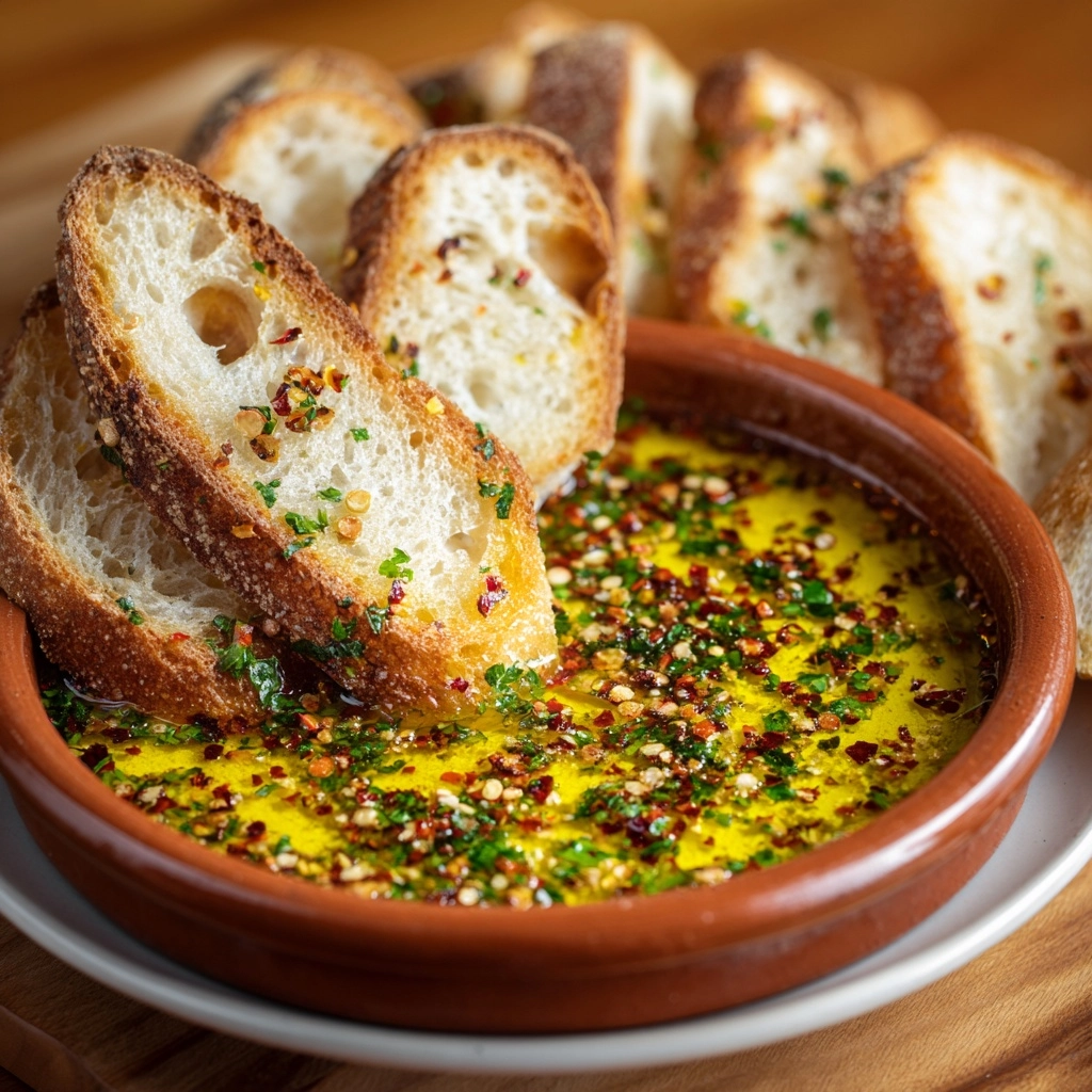 Olive Oil Dip with Warm Bread Recipe - Recipe Image