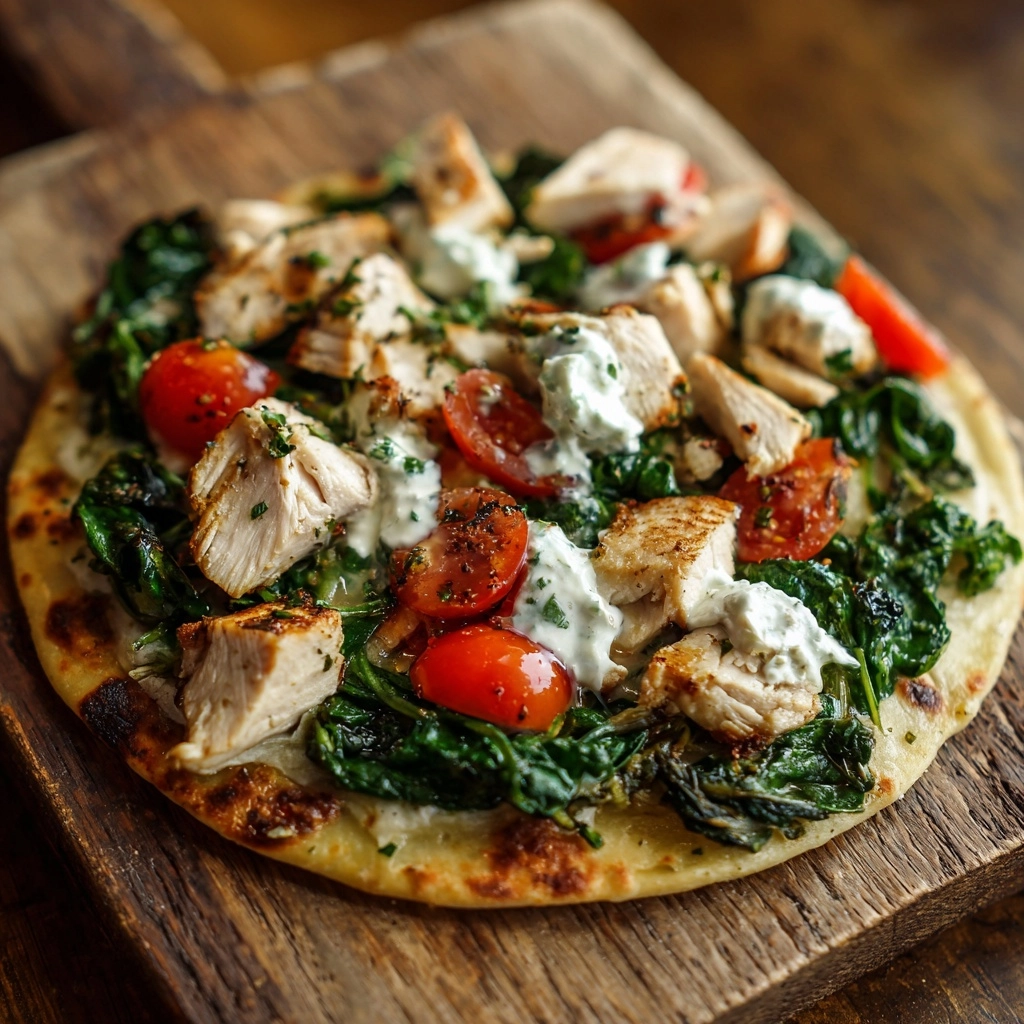 Tzatziki Chicken & Veggie Naan Pizza Recipe - Recipe Image