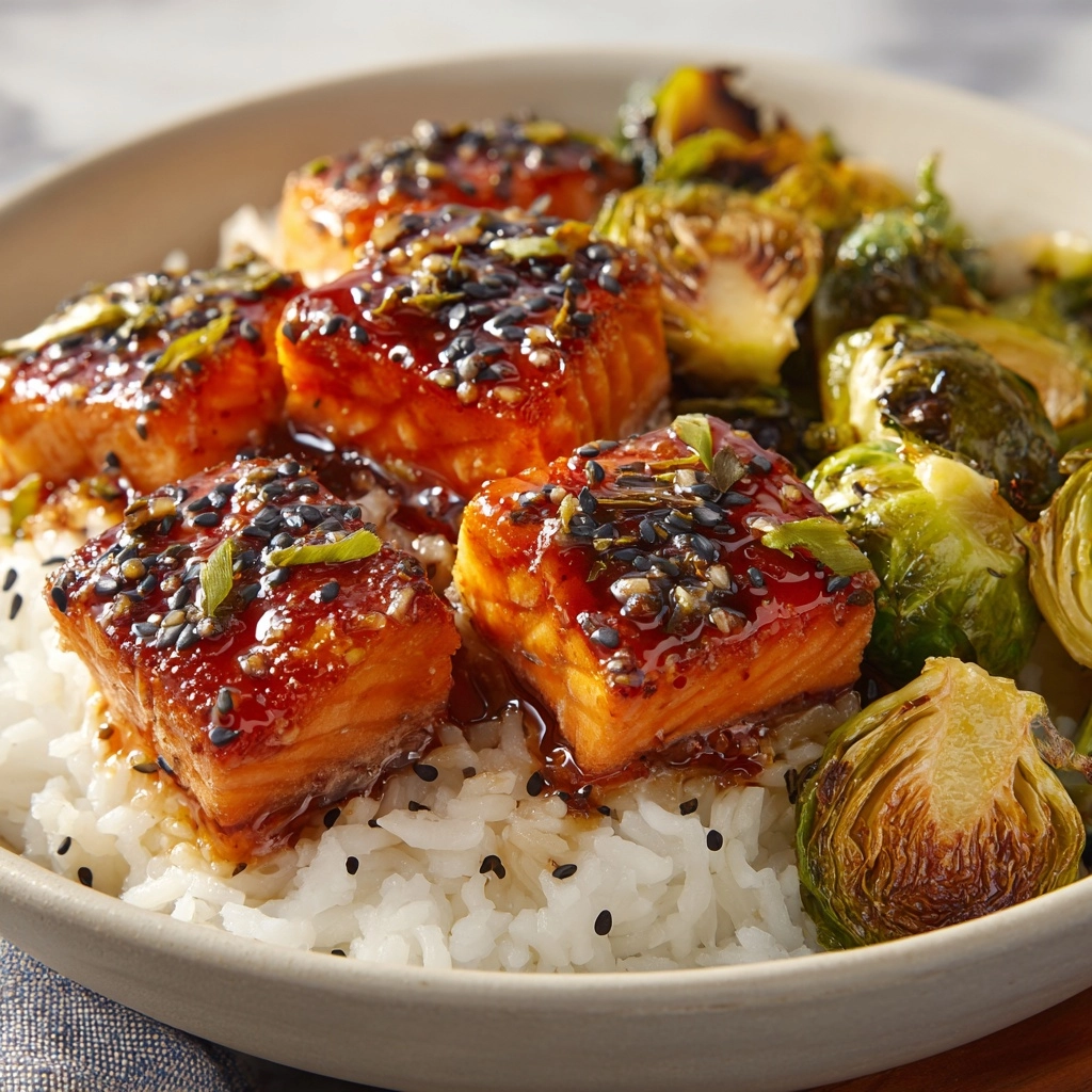 Teriyaki Salmon Bowls with Brussels Sprouts Recipe - Recipe Image