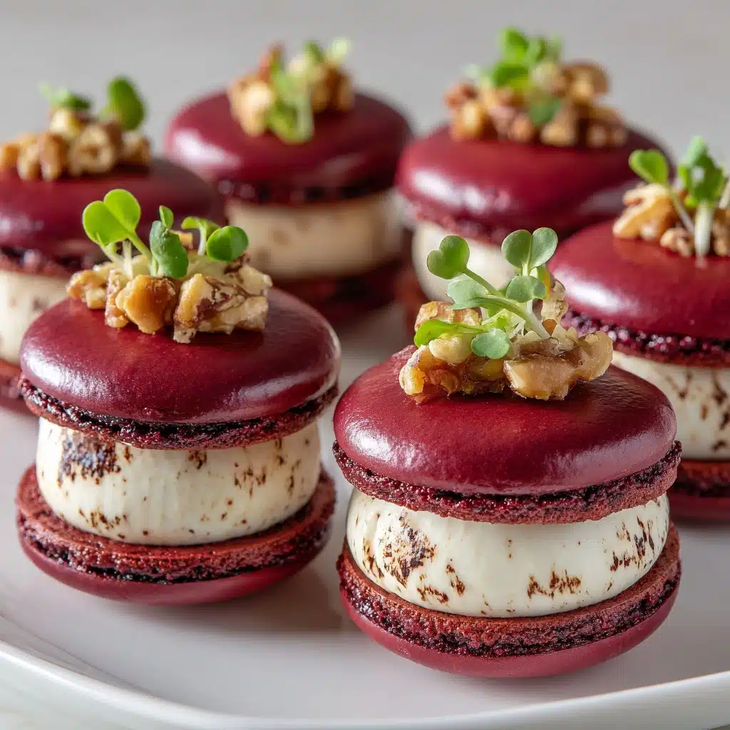 Macarons with Goat Cheese & Walnut Crunch Recipe - Recipe Image