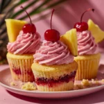 Pineapple Cupcakes with Cherry Frosting Recipe