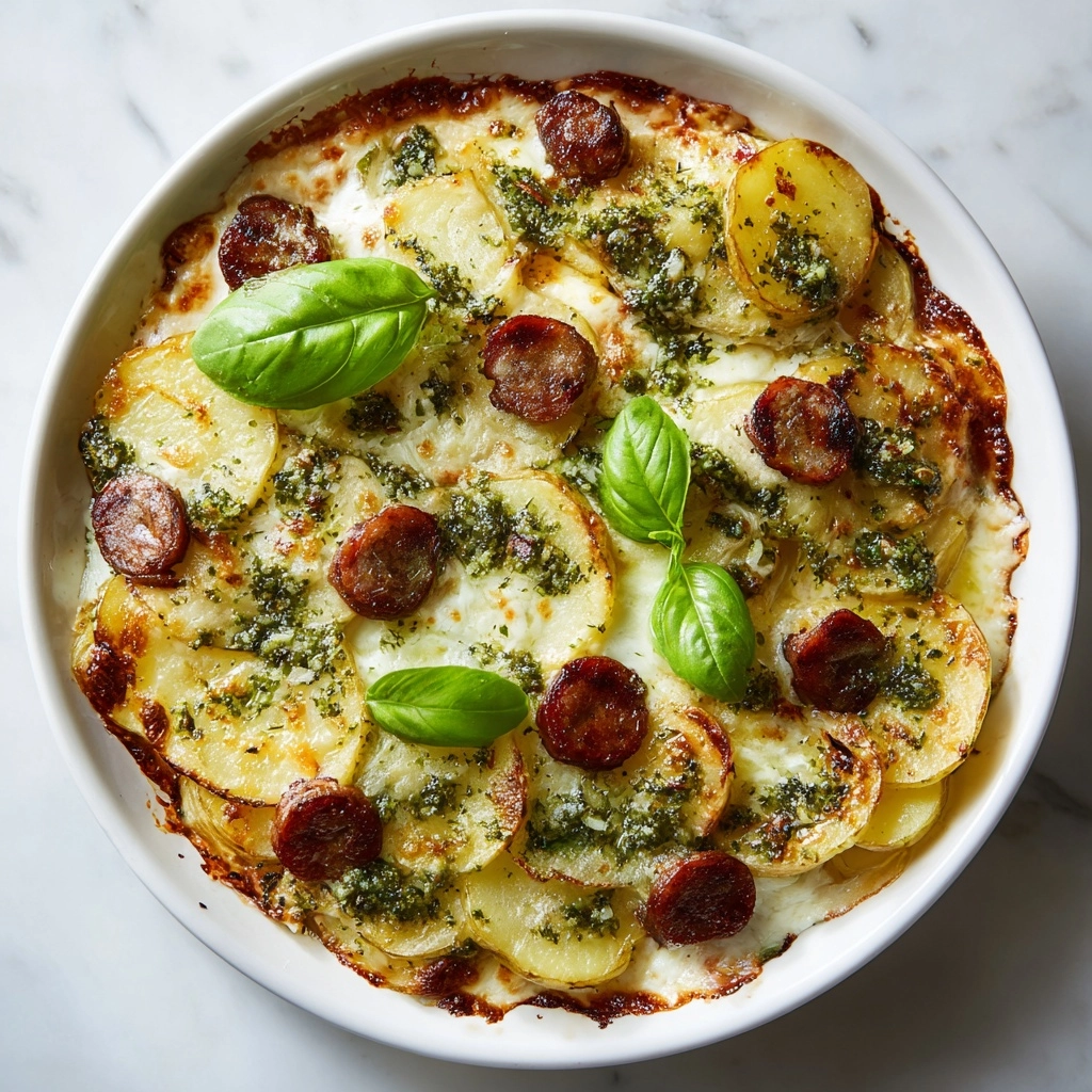 Pesto Potato Pizza with Sausage Recipe - Recipe Image