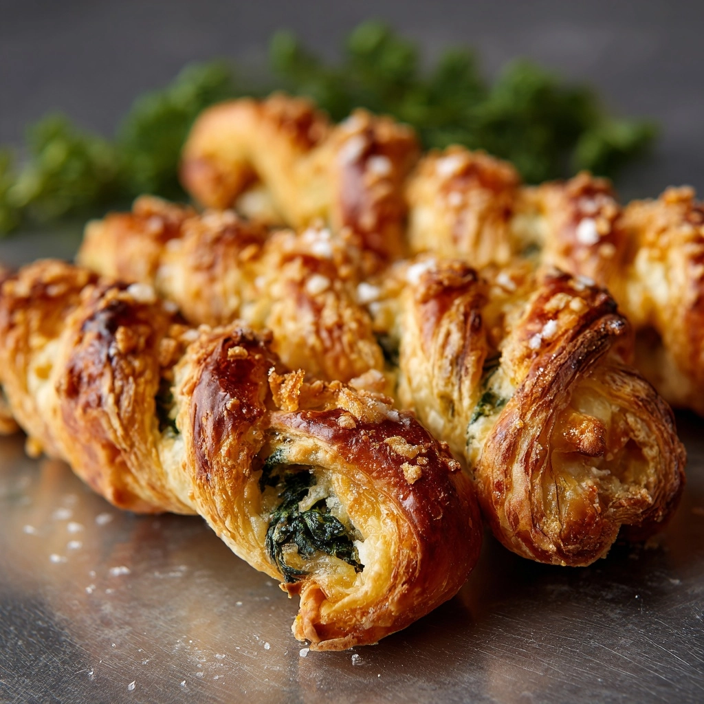 Spinach and Feta Puff Pastry Twists Recipe - Recipe Image