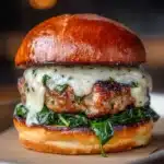 White Cheddar & Spinach Chicken Burgers Recipe