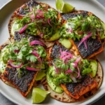 Blackened Salmon with Grilled Naan and Lime Slaw Recipe