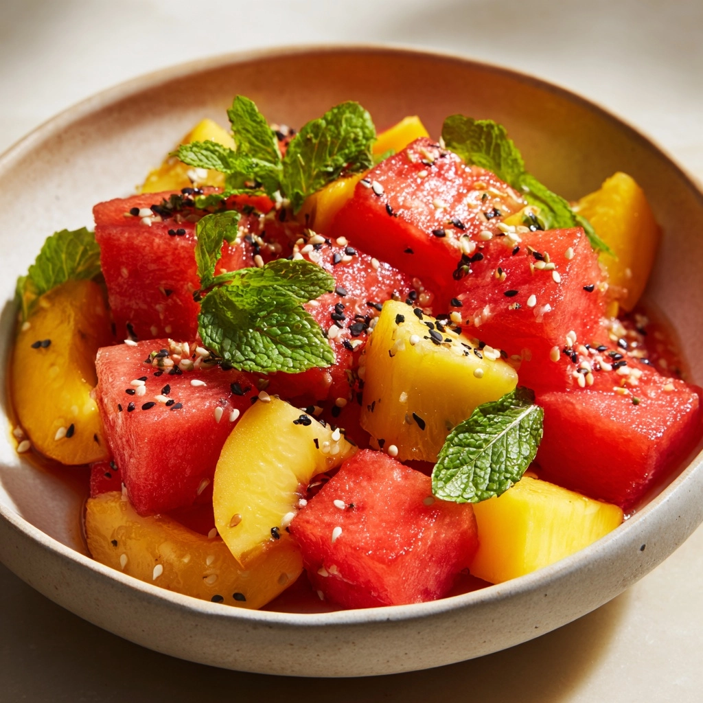 Peach Watermelon Salad Recipe - Recipe Image