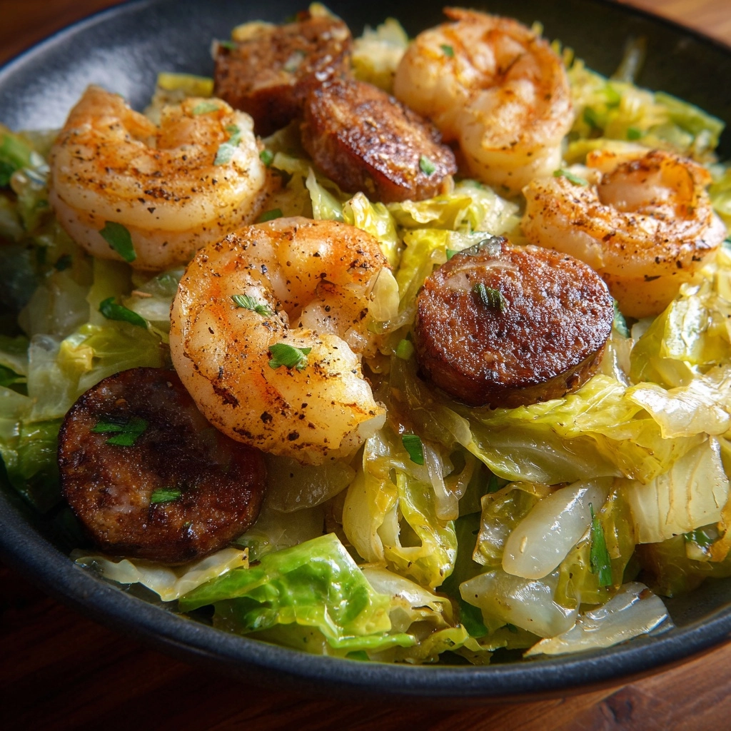 Fried Cabbage with Shrimp & Sausage Recipe - Recipe Image