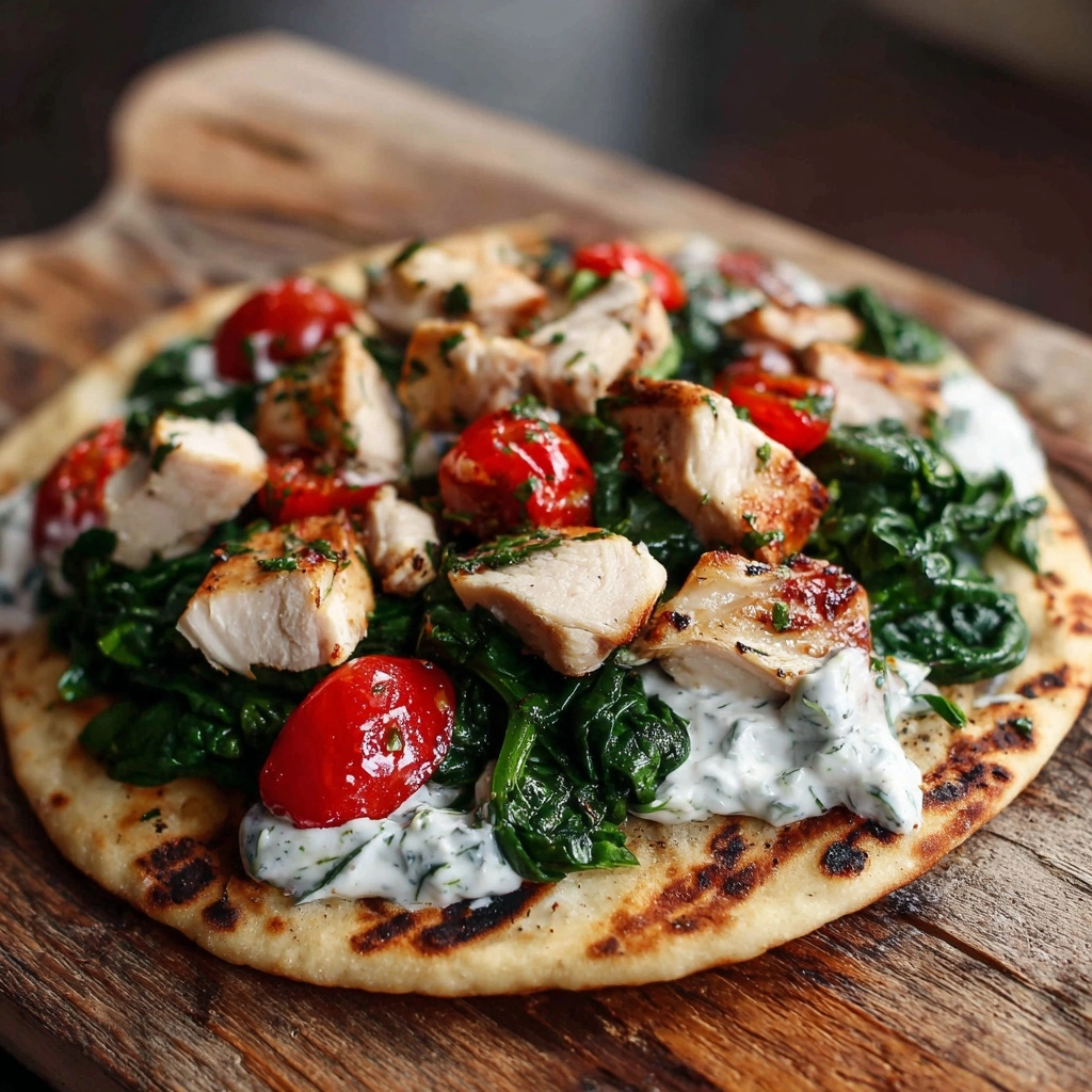 Tzatziki Chicken & Veggie Naan Pizza Recipe - Recipe Image