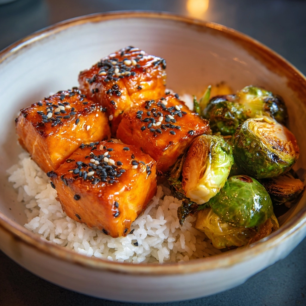 Teriyaki Salmon Bowls with Brussels Sprouts Recipe - Recipe Image