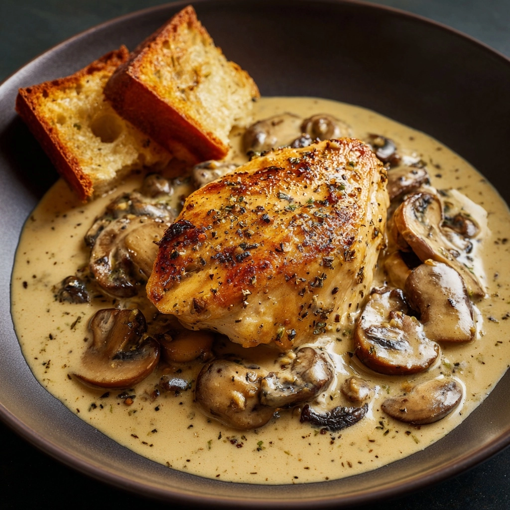 Creamy Brie Chicken & Mushrooms Recipe - Recipe Image