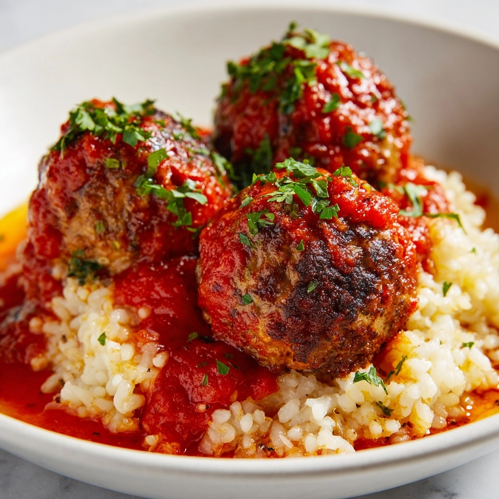 Meatballs With Tomato Sauce and Rice Recipe - Recipe Image