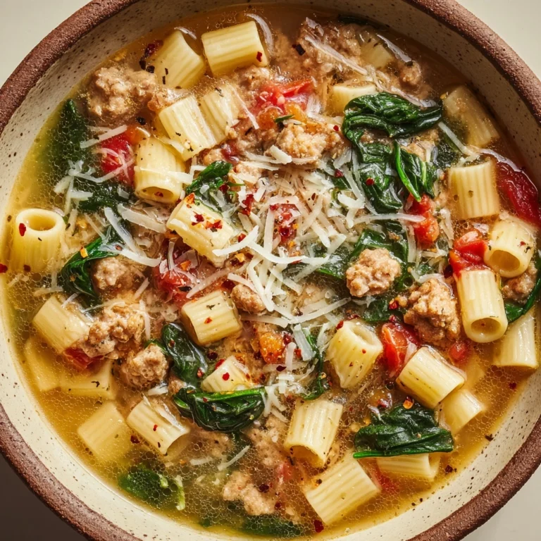 Italian Sausage Soup with Spinach and Pasta Recipe
