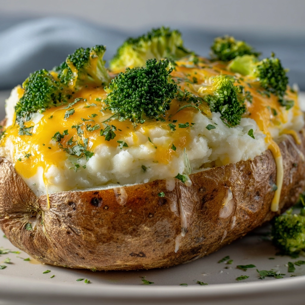 Cheesy Broccoli Twice-Baked Potatoes Recipe - Recipe Image
