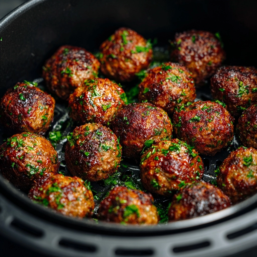 Juicy Air Fryer Beef Meatballs Recipe - Recipe Image