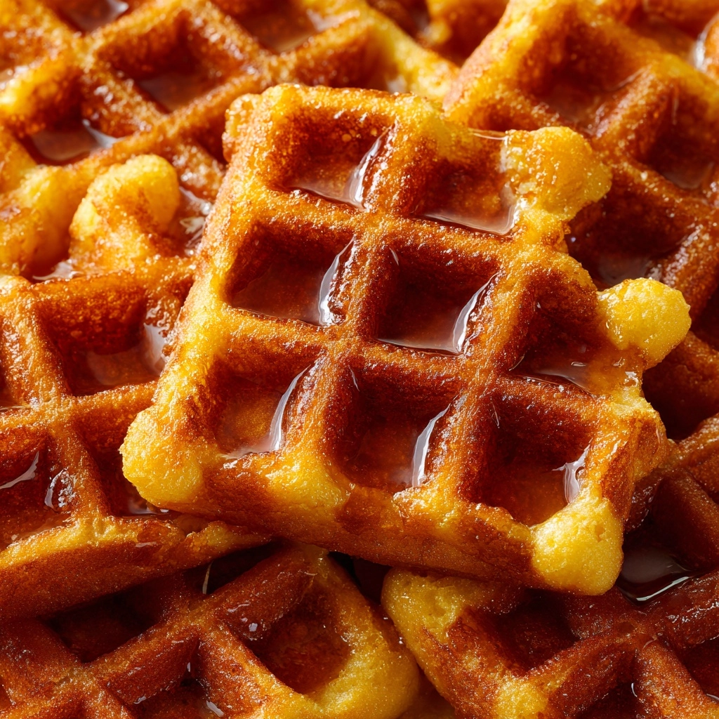 Cornbread Waffle Bites with Honey Butter Syrup Recipe - Recipe Image