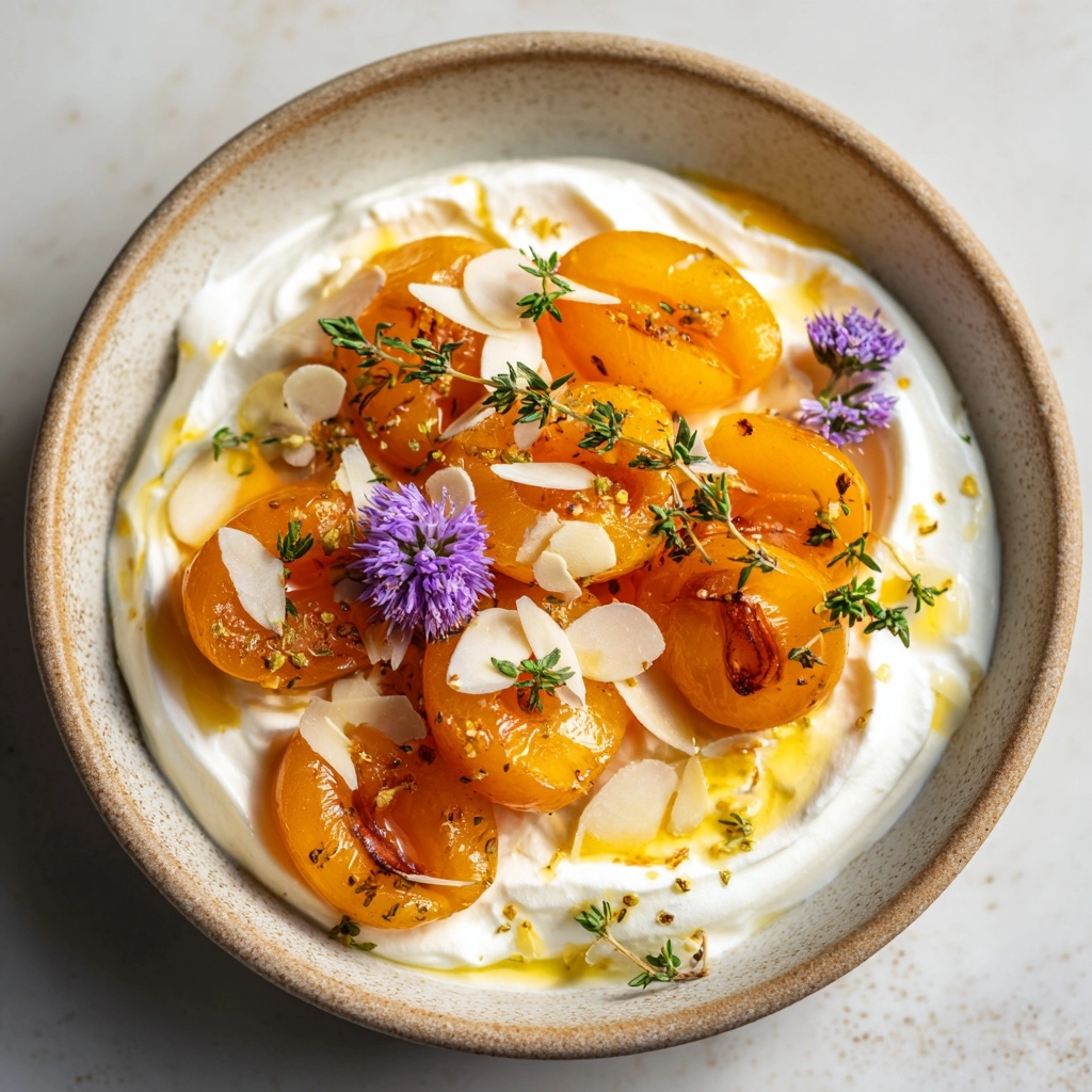 Grilled Apricots with Whipped Goat Cheese & Thyme Honey Recipe - Recipe Image