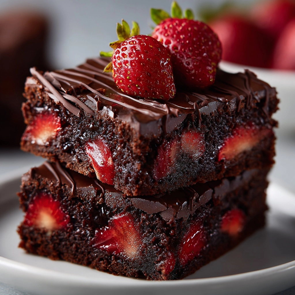 Chocolate-Dipped Strawberry Brownies Recipe - Recipe Image