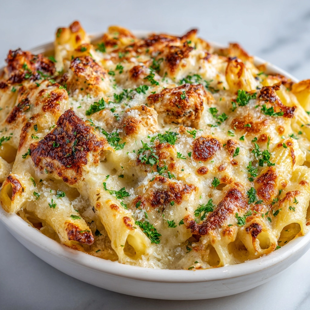 Garlic Parmesan Chicken Pasta Bake Recipe - Recipe Image