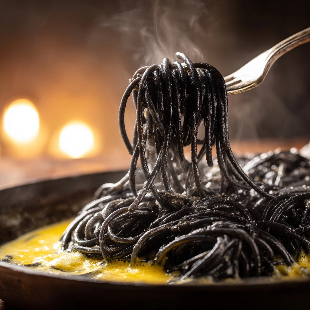 Witches Hair Pasta (Squid Ink Pasta) Recipe - Recipe Image