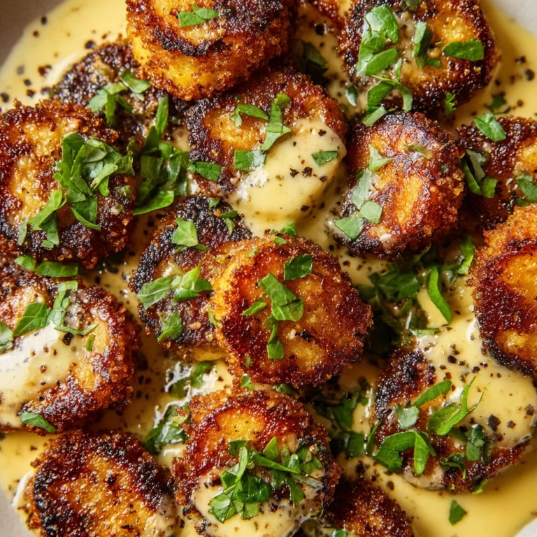 Garlic Butter Parmesan Chicken Bites with Creamy Herb Sauce Recipe