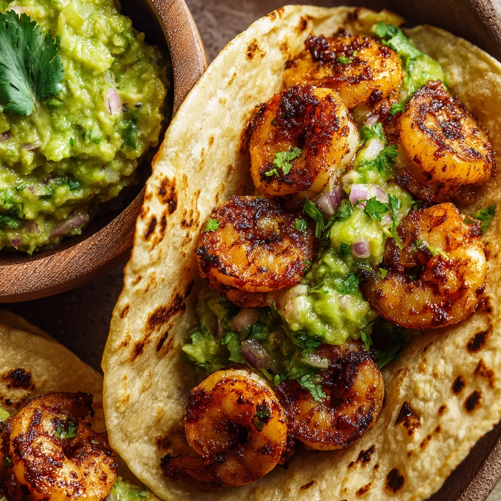 Crispy Shrimp & Poblano Tacos with Avocado Cilantro Sauce Recipe - Recipe Image