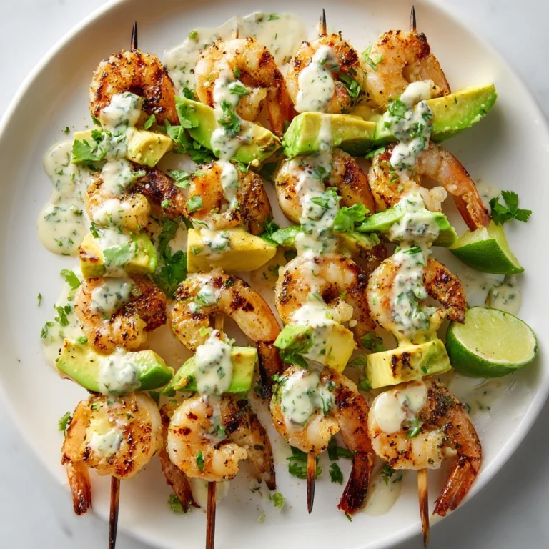 Shrimp and Avocado Skewers with Lime Dressing Recipe