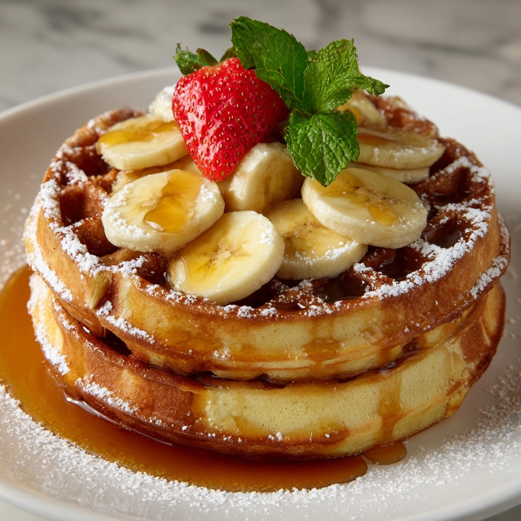 Caramelized Coconut Banana Bread Waffle French Toast Recipe