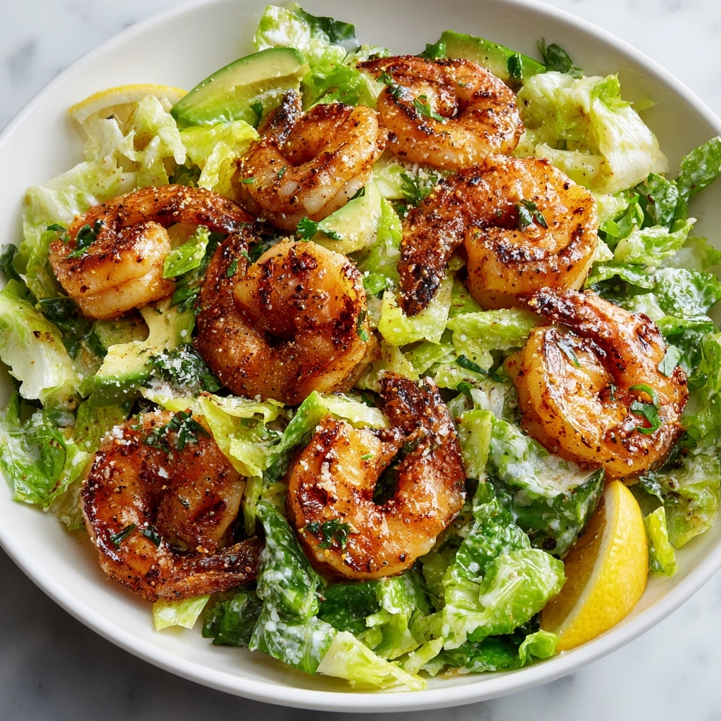 Hot Honey Blackened Shrimp Caesar Salad Recipe - Recipe Image