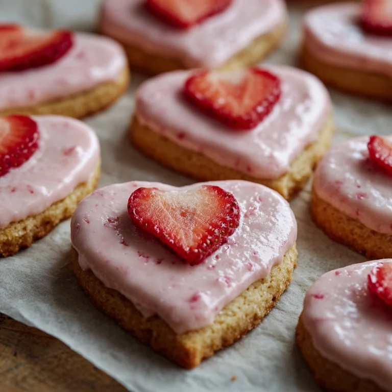 Heart-Shaped Strawberry Shortbread Cookies Recipe