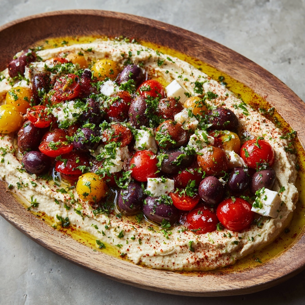 Greek Style Loaded Hummus Recipe - Recipe Image