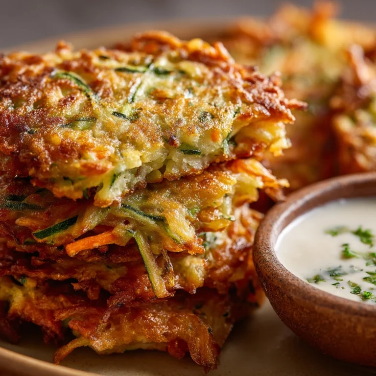 Crispy Vegetable Fritters with Creamy Garlic Tzatziki Recipe