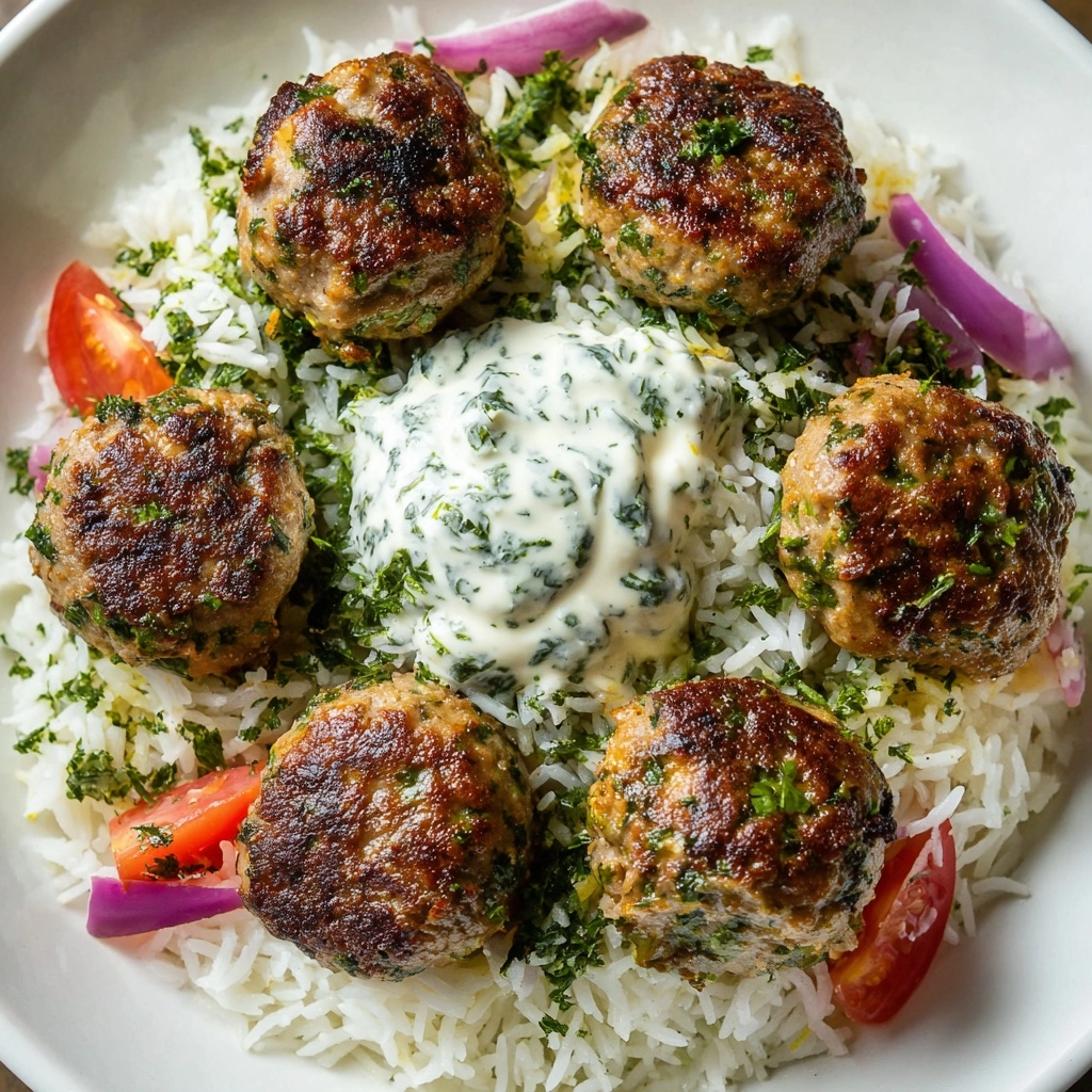 Greek Meatball Bowl with Tzatziki, Rice & Fresh Veggies Recipe - Recipe Image