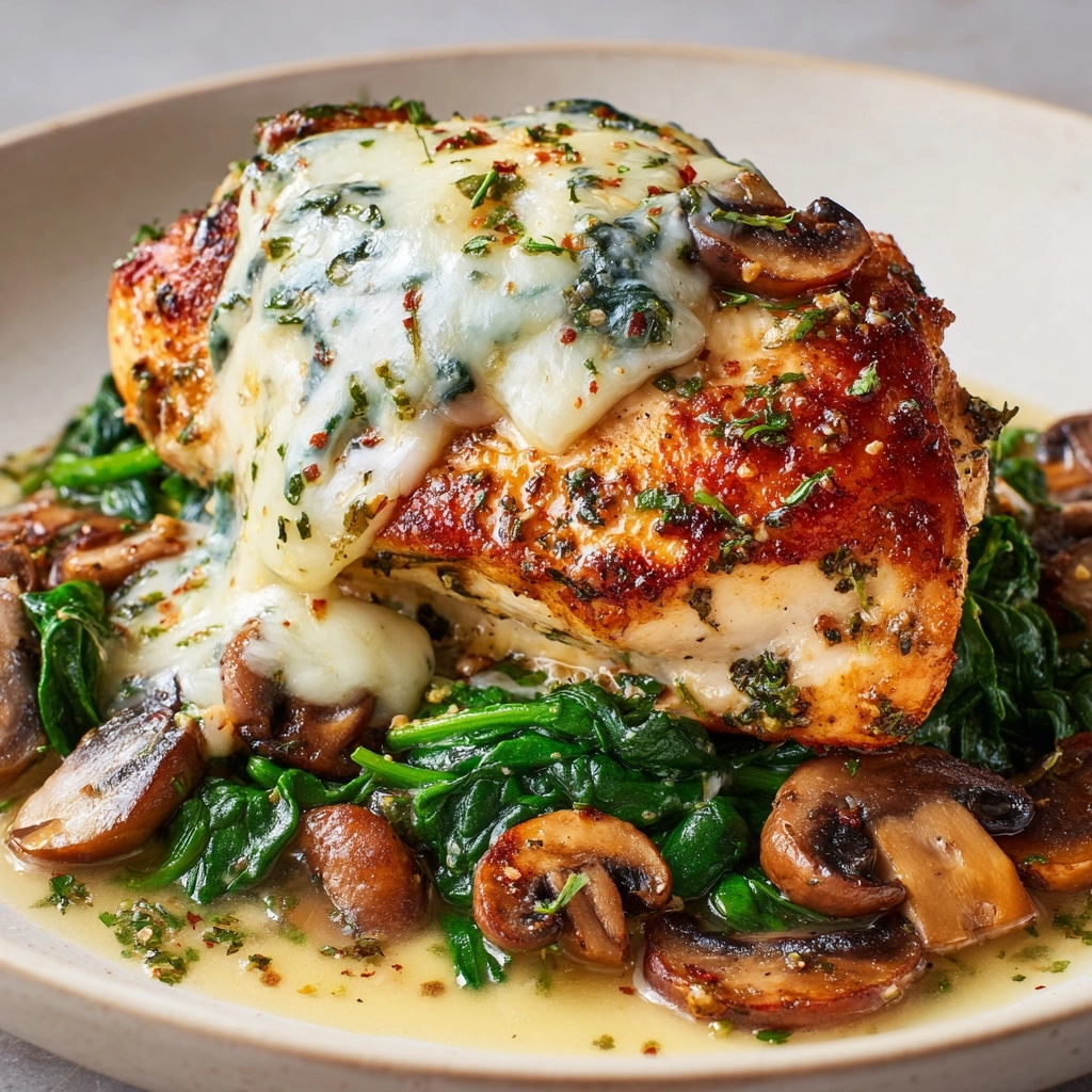 Baked Chicken with Spinach and Mushrooms Recipe - Recipe Image