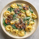 Creamy Parmesan Mushroom and Spinach Tortellini Soup Recipe