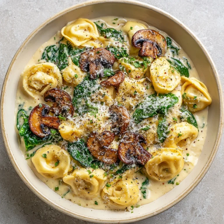 Creamy Parmesan Mushroom and Spinach Tortellini Soup Recipe