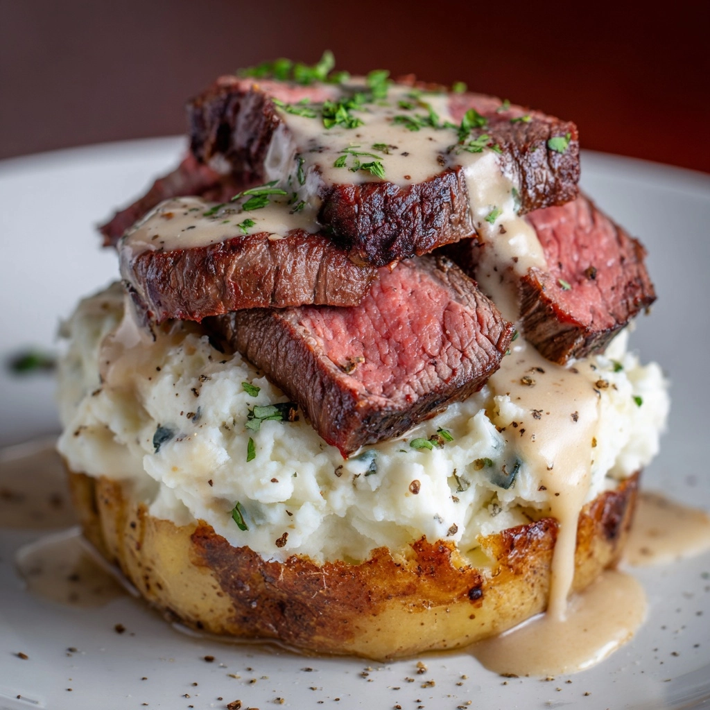 Loaded Baked Potato with Steak Bites Recipe - Recipe Image