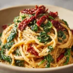 Spaghetti & Spinach with Sun-Dried Tomato Cream Sauce Recipe