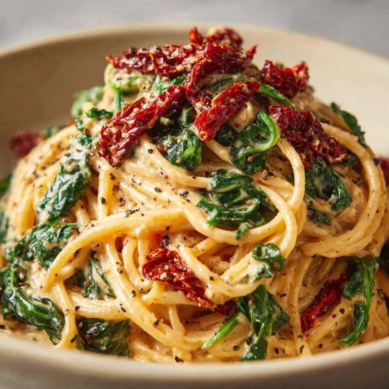 Spaghetti & Spinach with Sun-Dried Tomato Cream Sauce Recipe