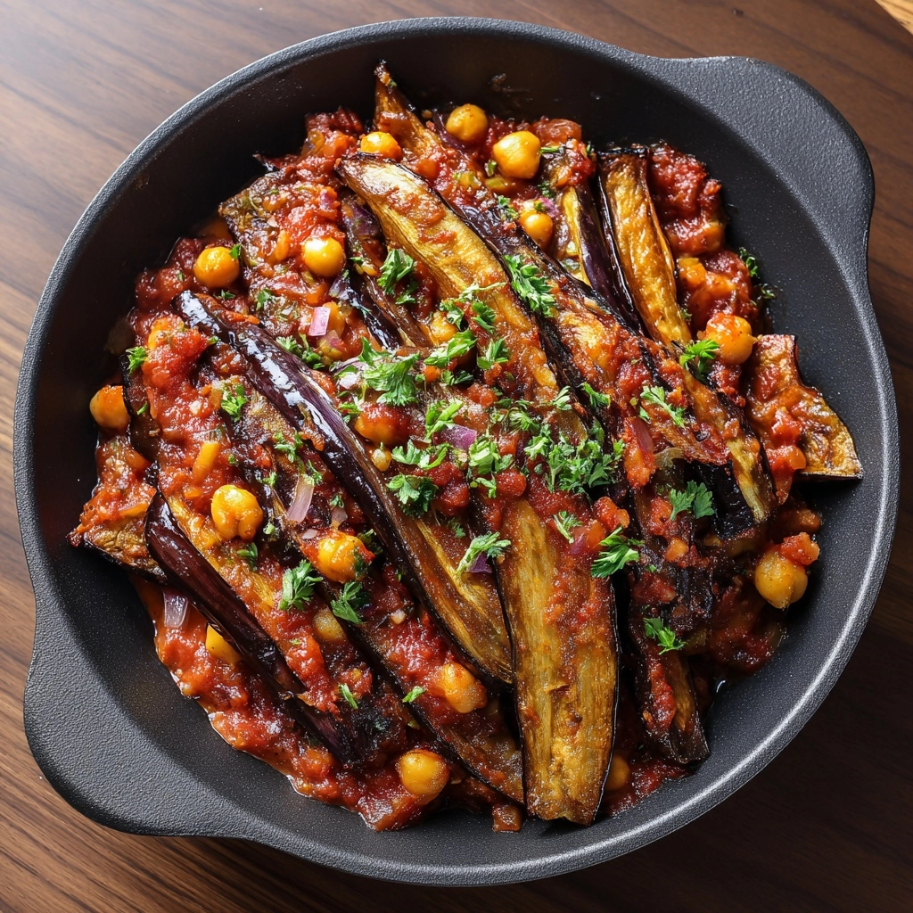 Calabrian Chili Butter Eggplant with Crispy Chickpeas Recipe - Recipe Image