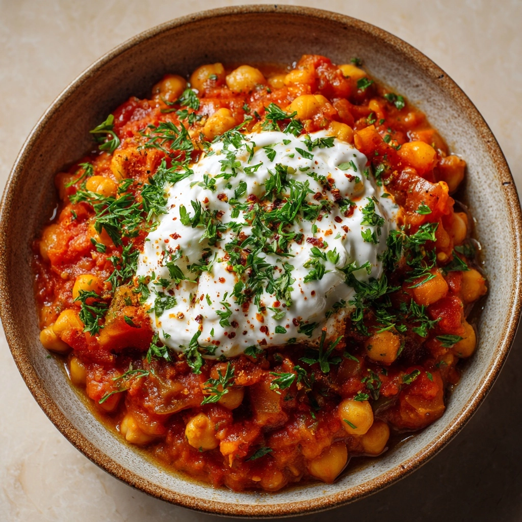 Chickpea, Tomato, and Harissa Stew with Herby Yogurt Recipe - Recipe Image