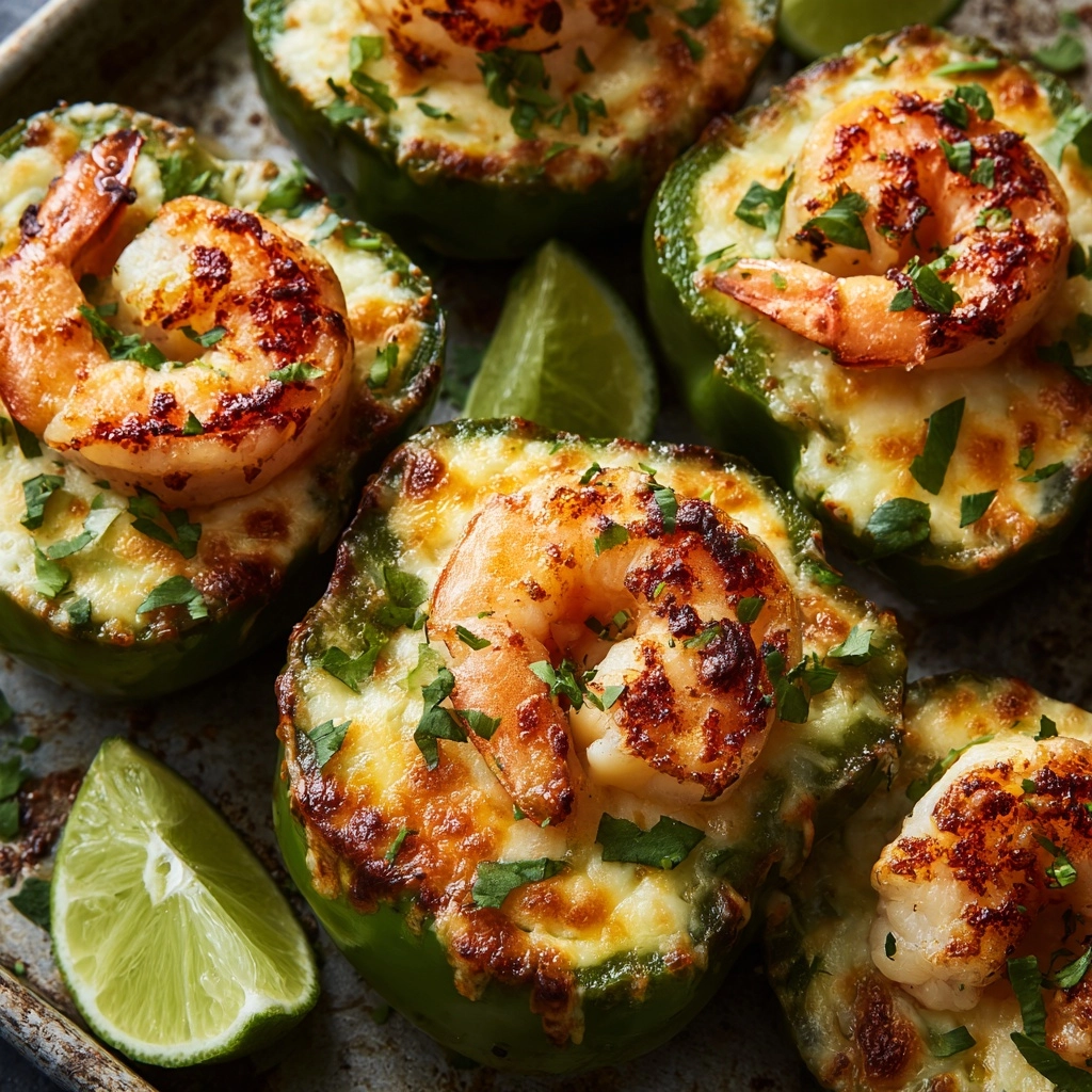 Keto Cilantro Lime Shrimp Stuffed Poblano Peppers Recipe - Recipe Image