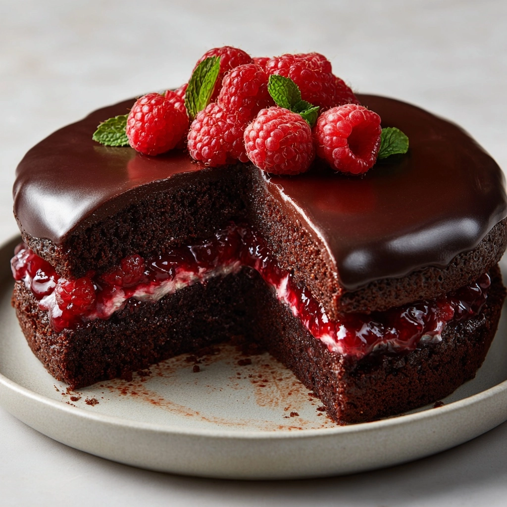 Decadent Chocolate Cake with Fresh Raspberry Bliss Recipe - Recipe Image