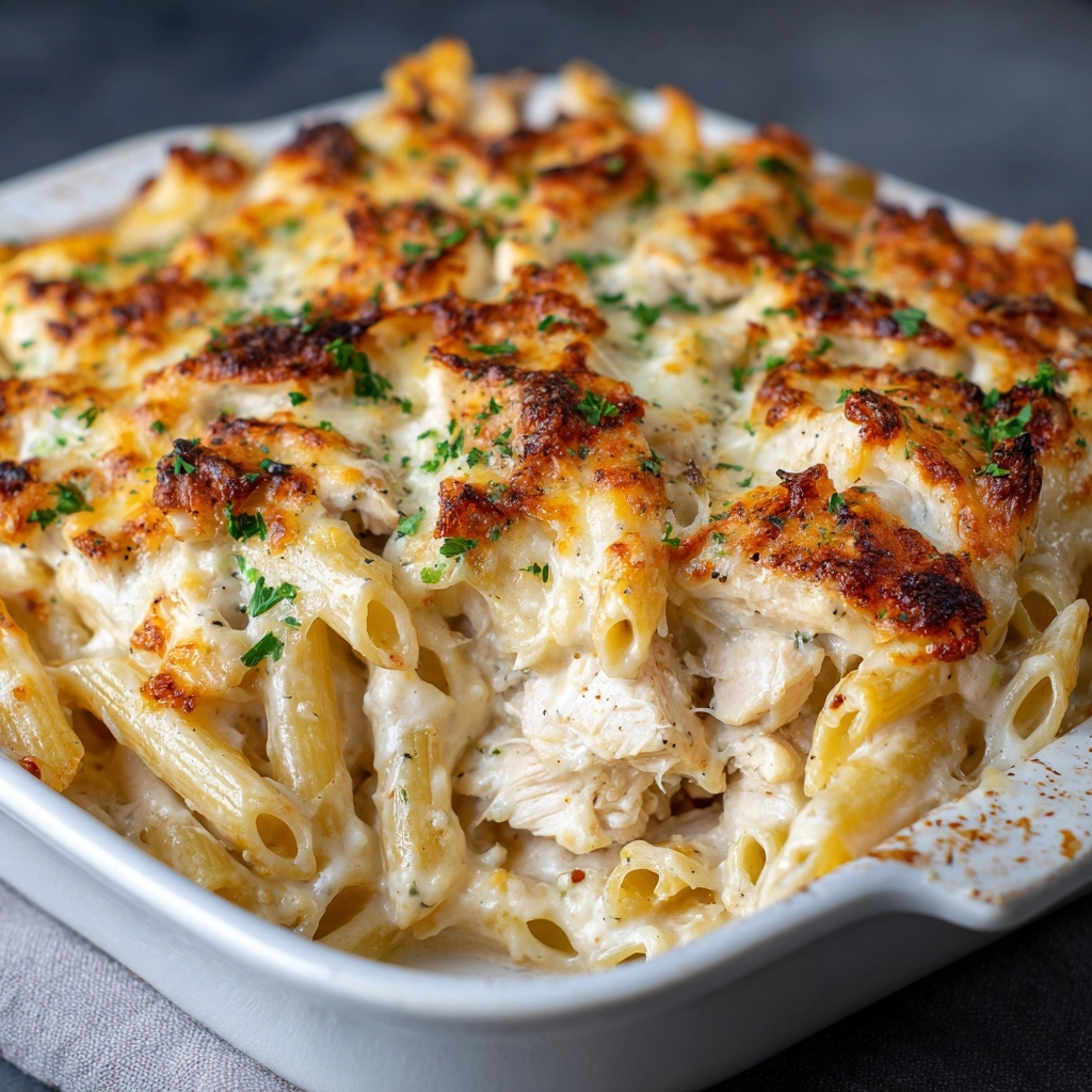 Garlic Parmesan Chicken Pasta Bake Recipe - Recipe Image