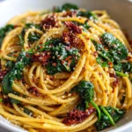 Spaghetti and Spinach with Sun-Dried Tomato Cream Sauce Recipe